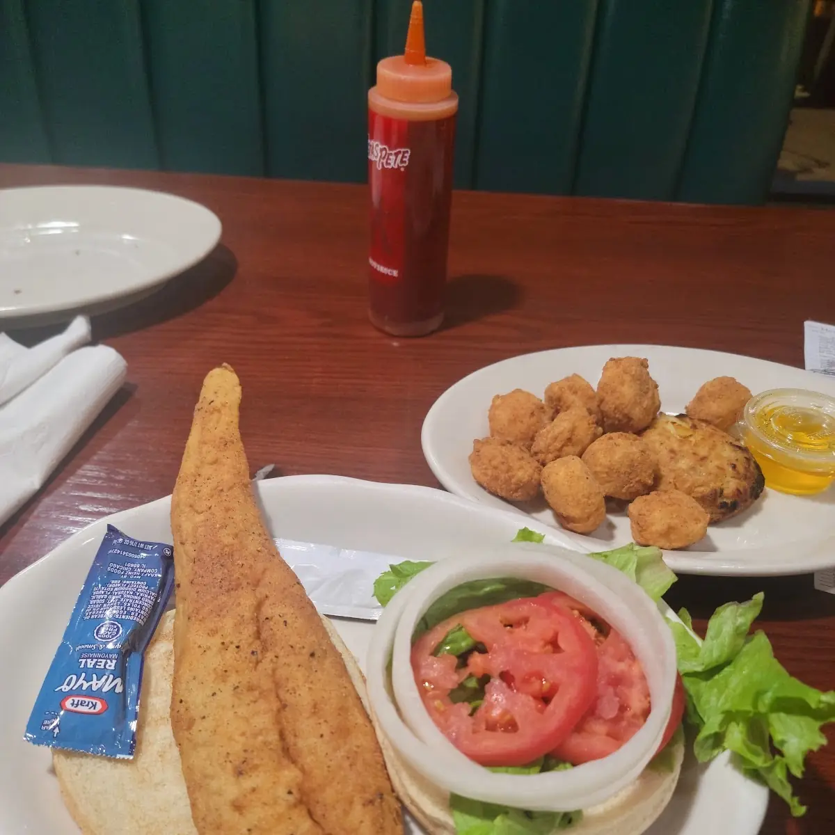 Flounder Fish Sandwich with Fried Scallops
