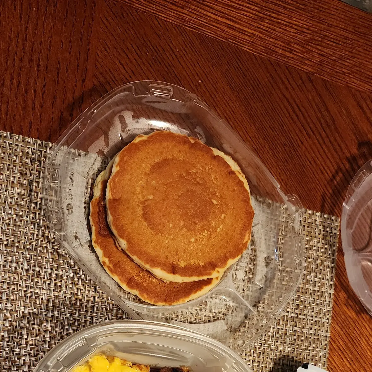 Steak Tips Hash Browns Eggs and Pancakes