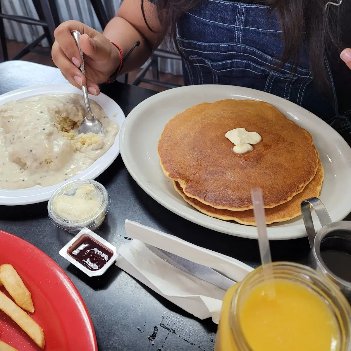 Side of Biscuits and Gravy and a Short Stack of Pancakes