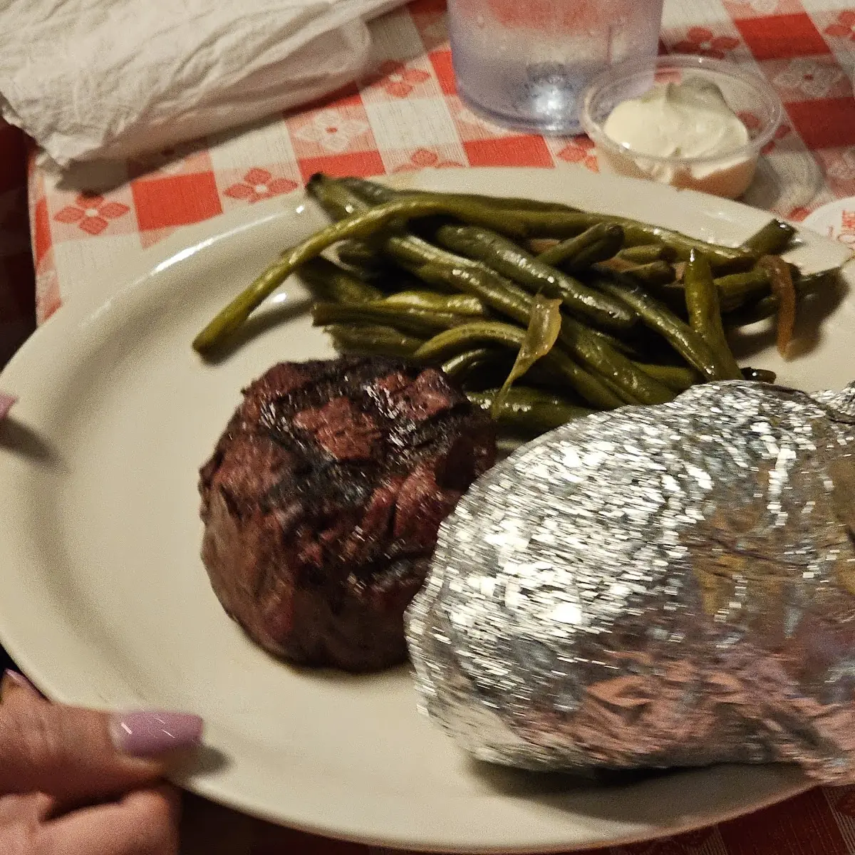 Steak Green Beans and Salad