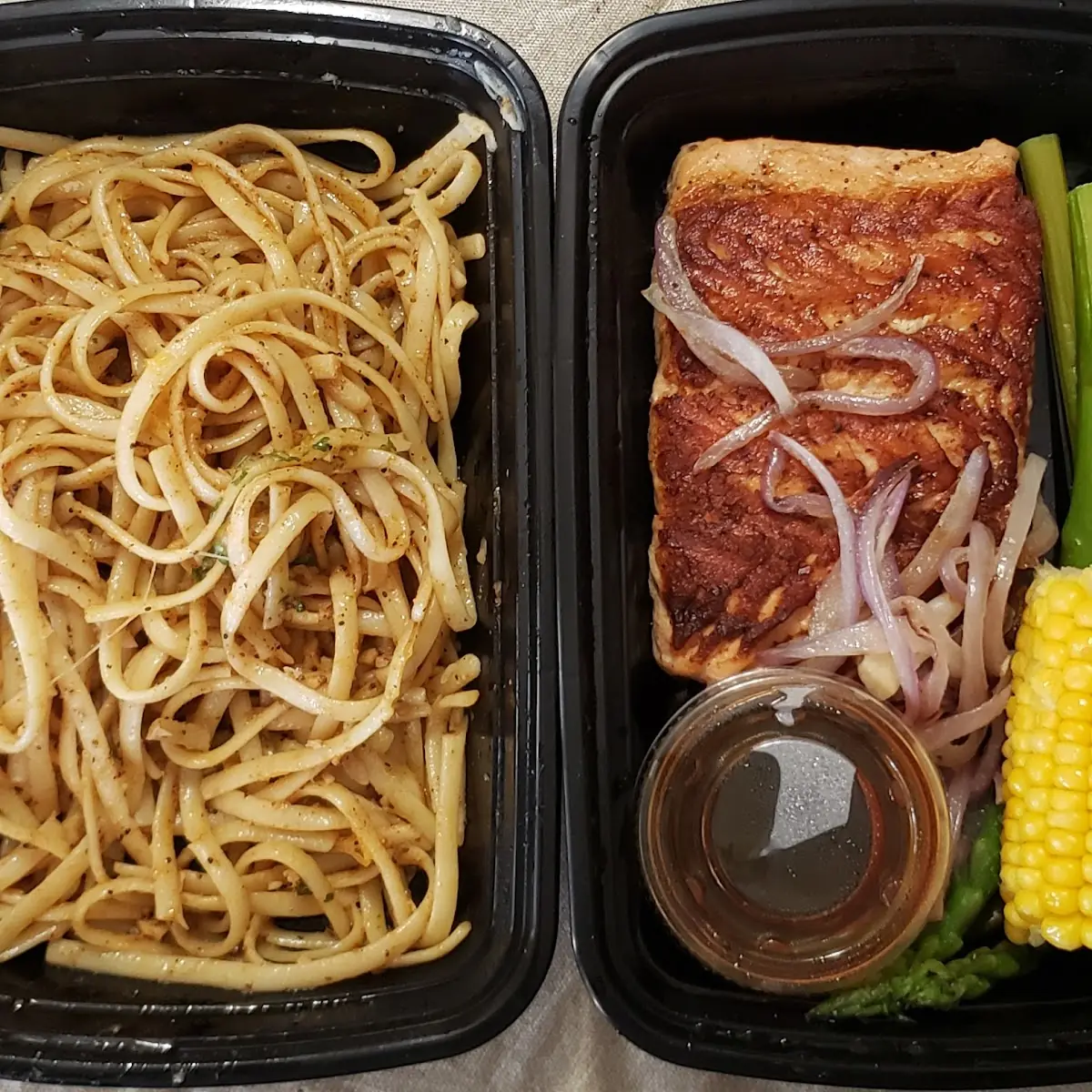 Grilled Salmon Garlic Noodles