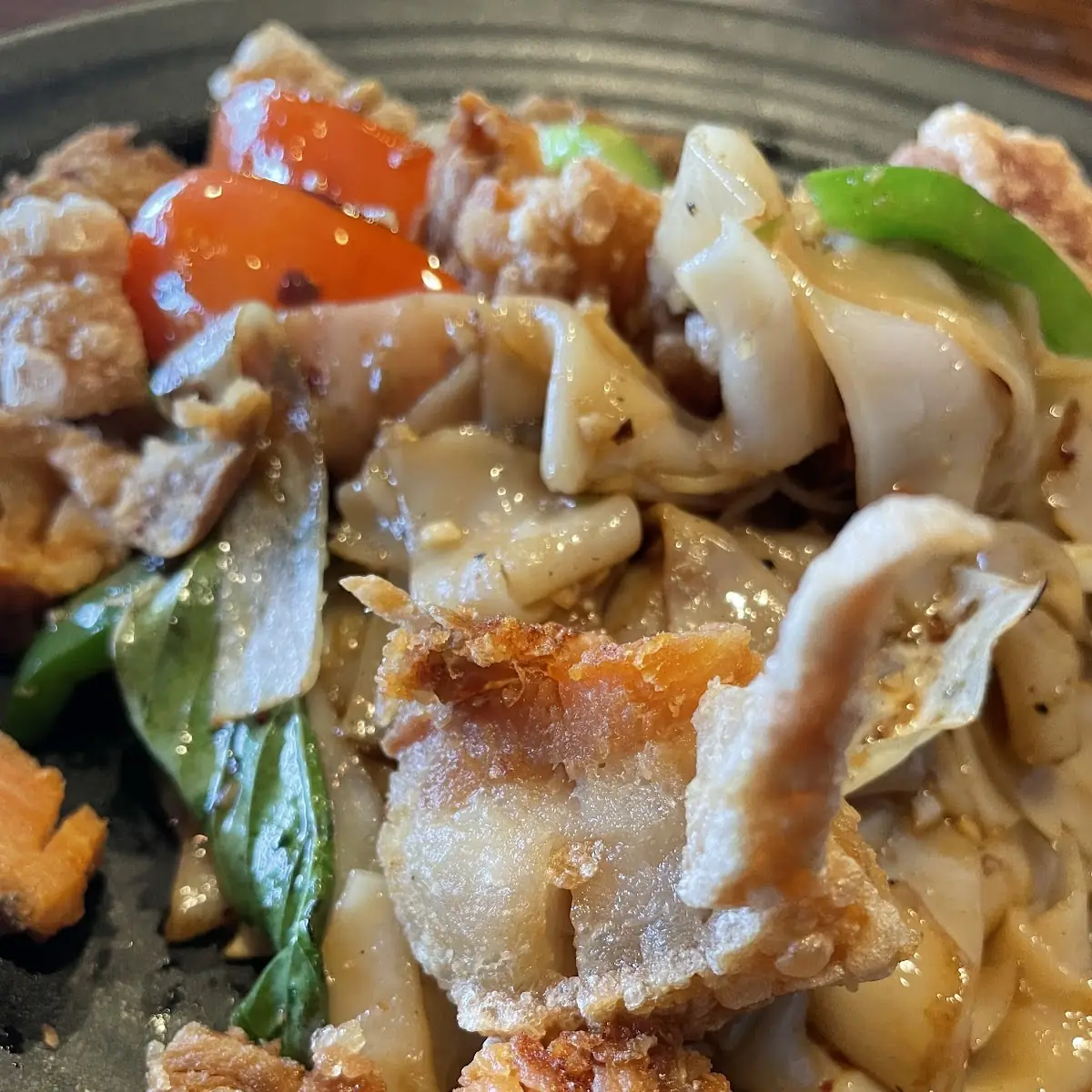Pad Kee Mao with Crispy Pork