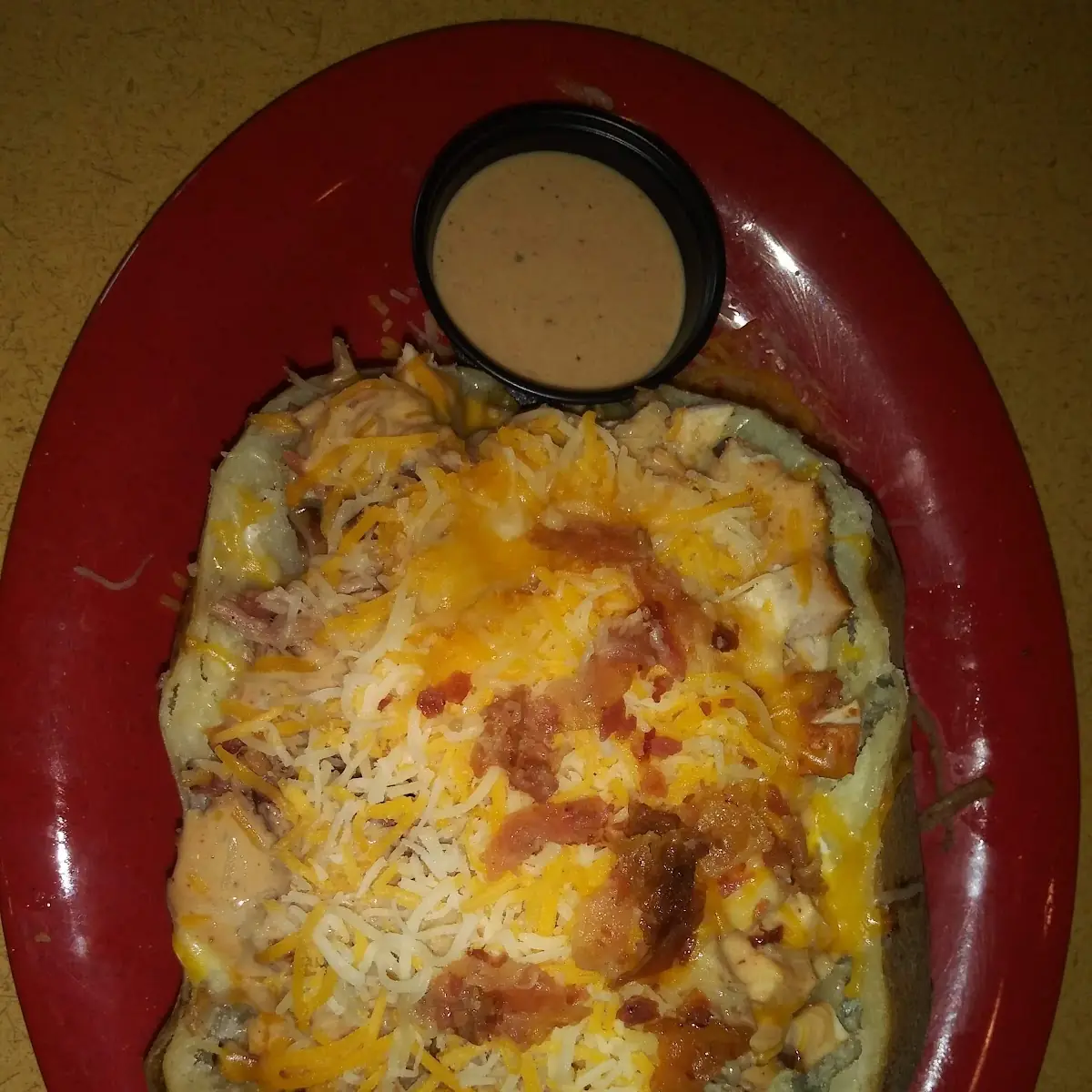 Baked Potato w Pulled Pork BBQ Chicken Bacon