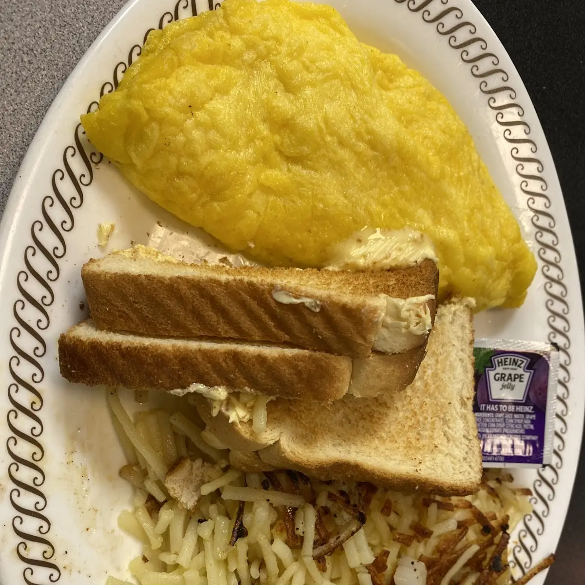 Cheese Omelette with Hash Browns