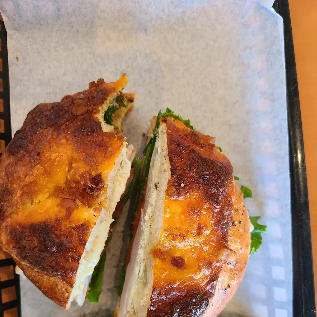Turkey and Havarti on a Bacon Cheddar Bagel
