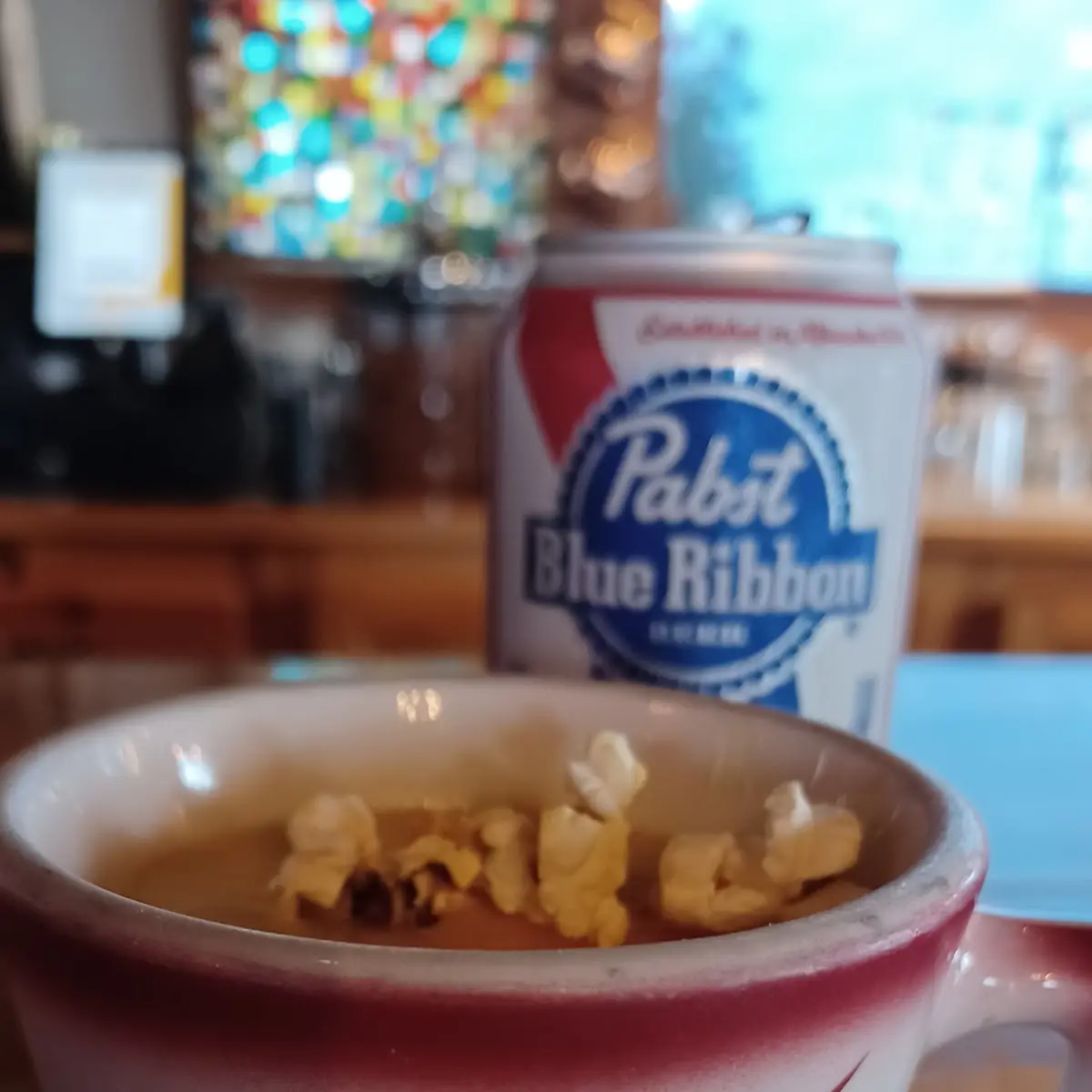 Beer Cheese Soup with Popcorn