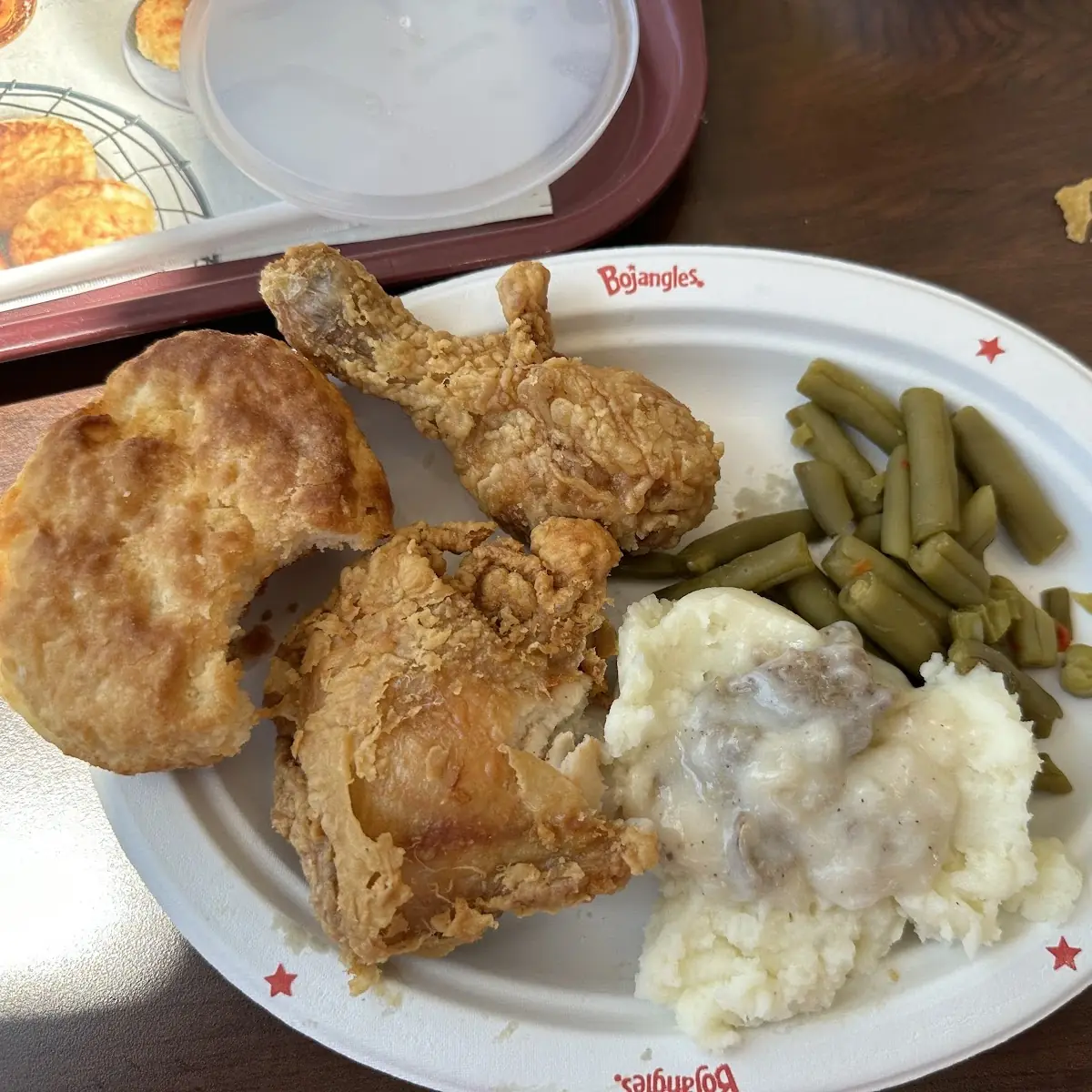 Fried Chicken Biscuit Green Beans Potatoes & Gravy