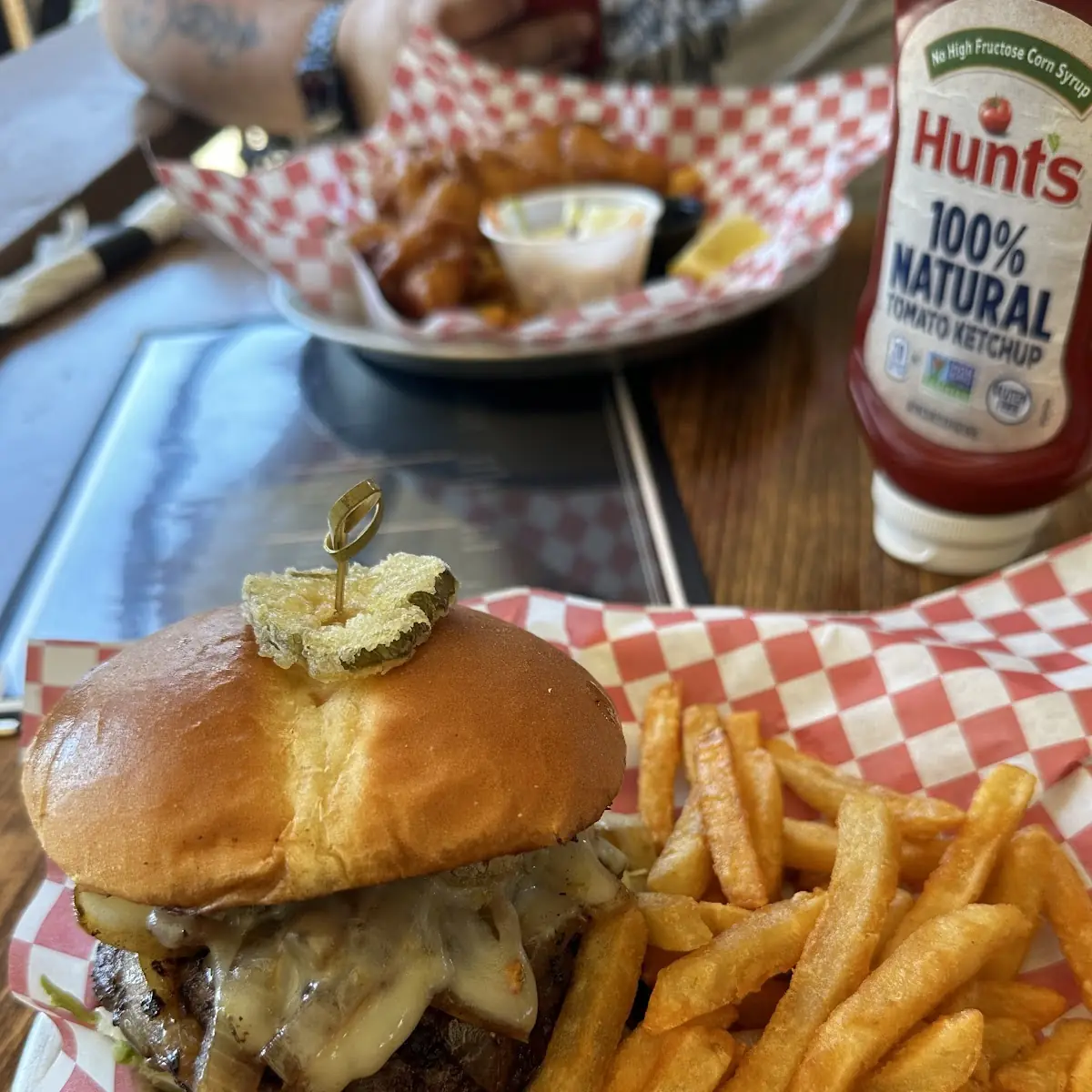 Fried Pickle Burger and Fries