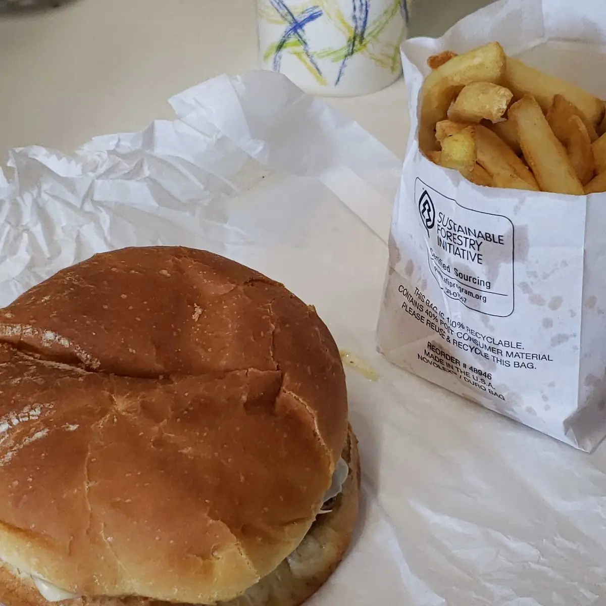 Plain Bacon Cheeseburger with Fries