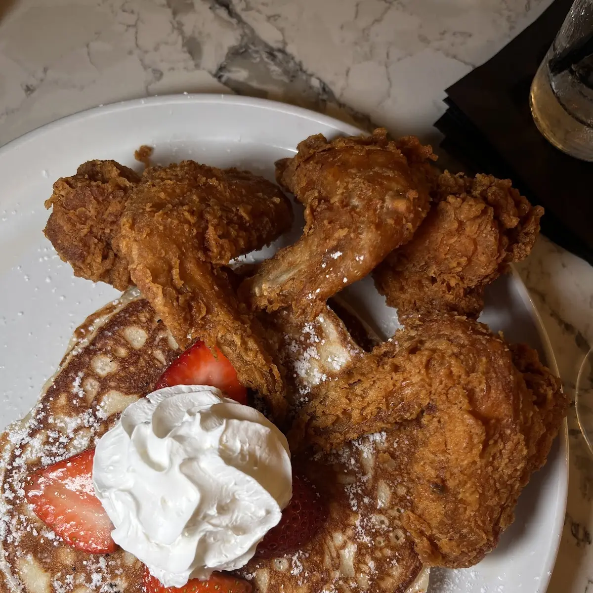 Strawberry Cheesecake Chicken & Waffles
