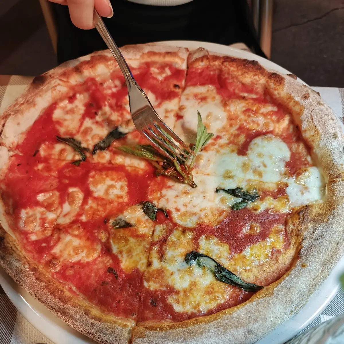 Margherita Pizza with Basil Leaves