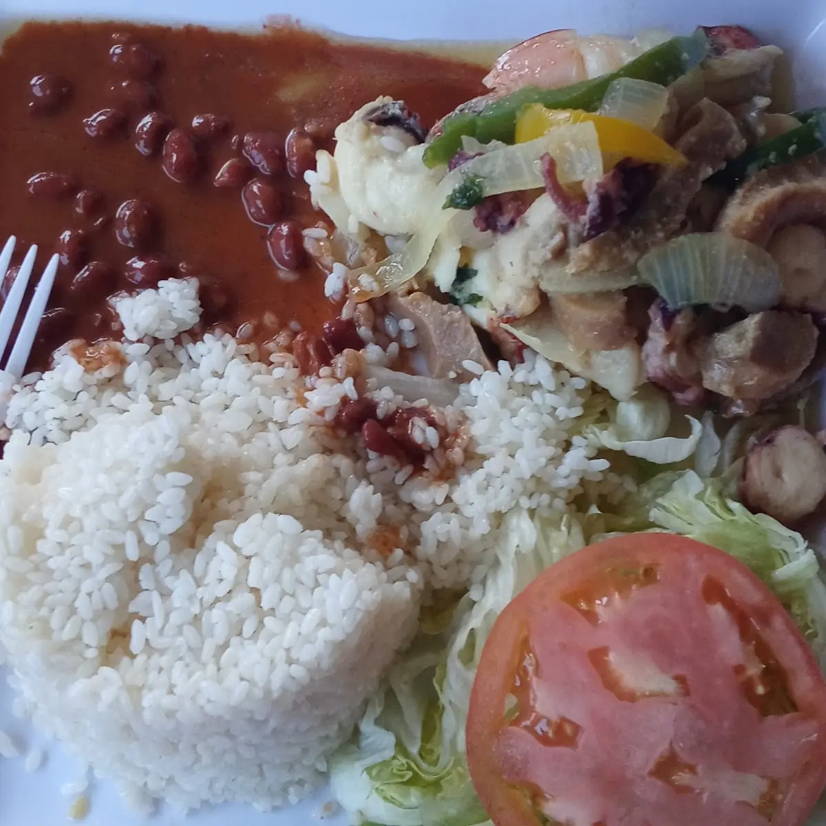 Rice Beans Mixed Seafood