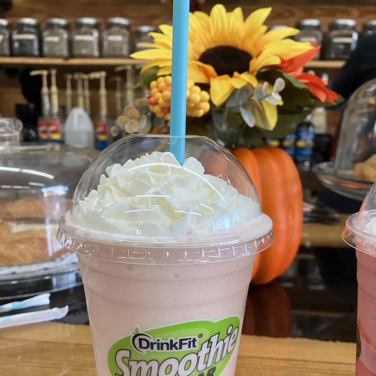 Peach Smoothie with Whipped Cream on Top