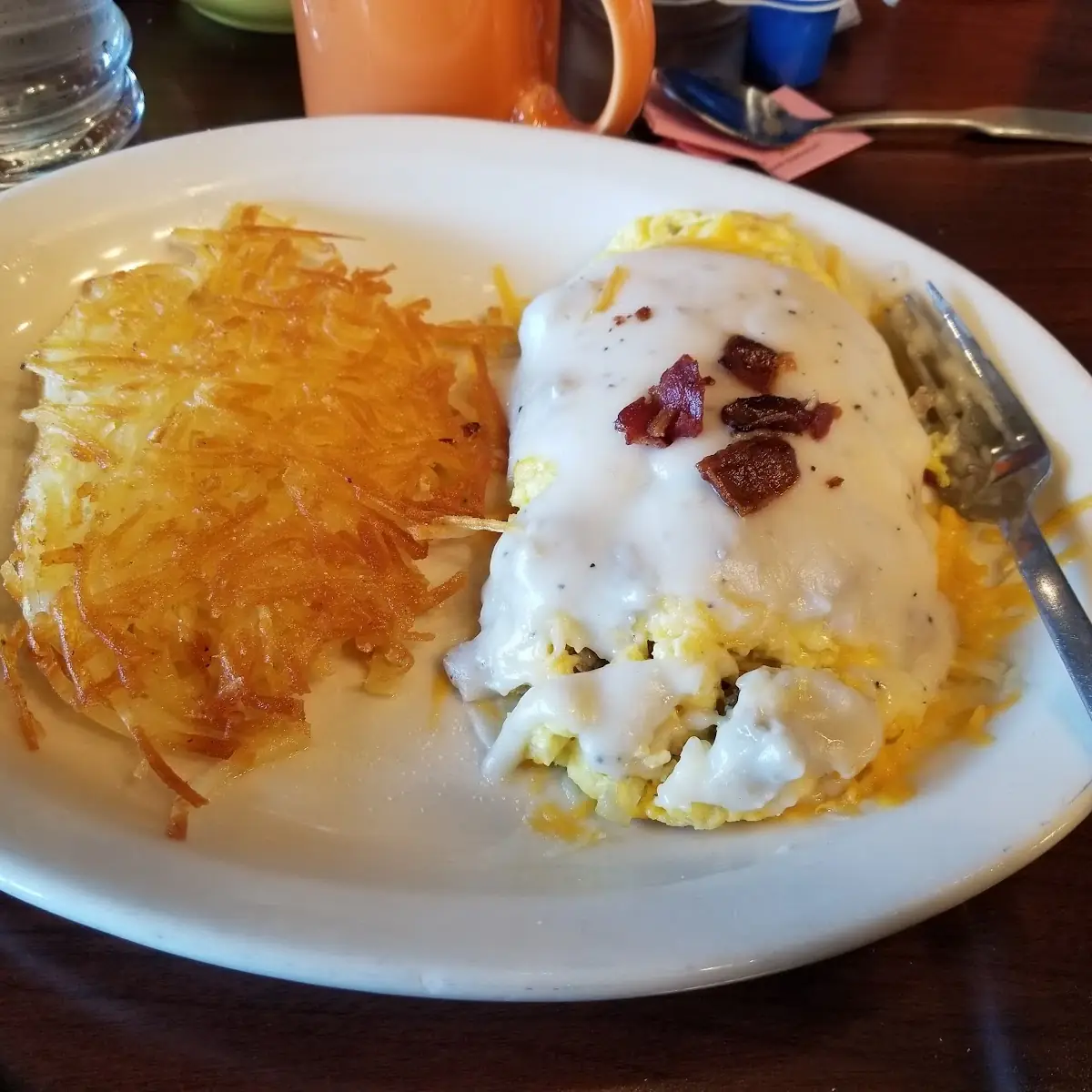 Eggs Benedict and Hash Browns