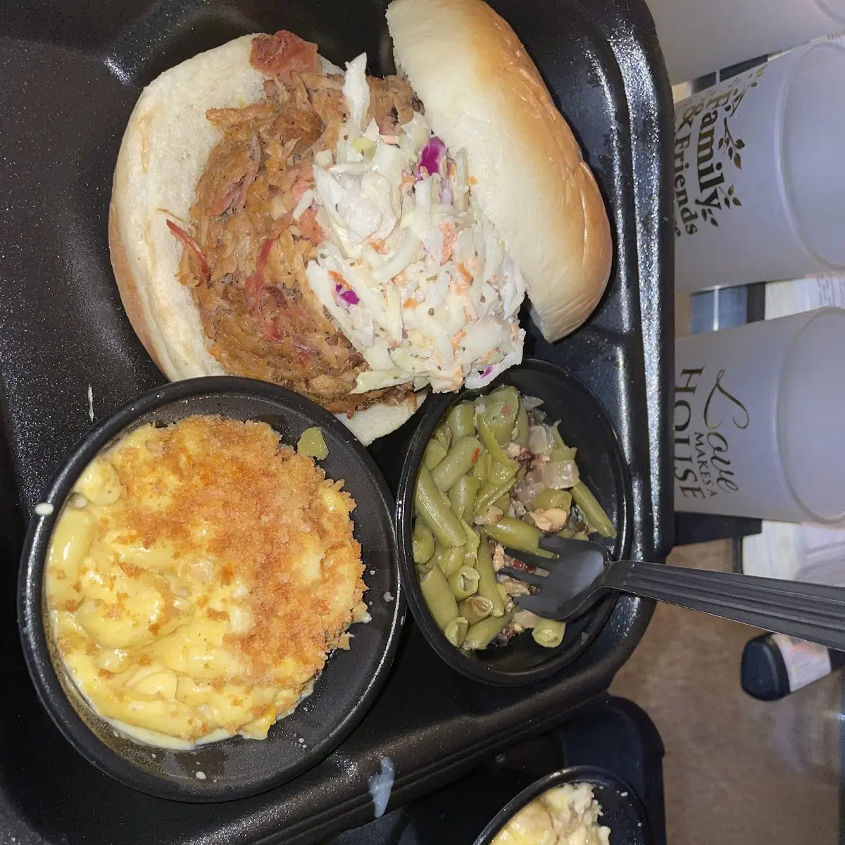 Pulled Chicken with Cheesy Potatoes and Green Beans