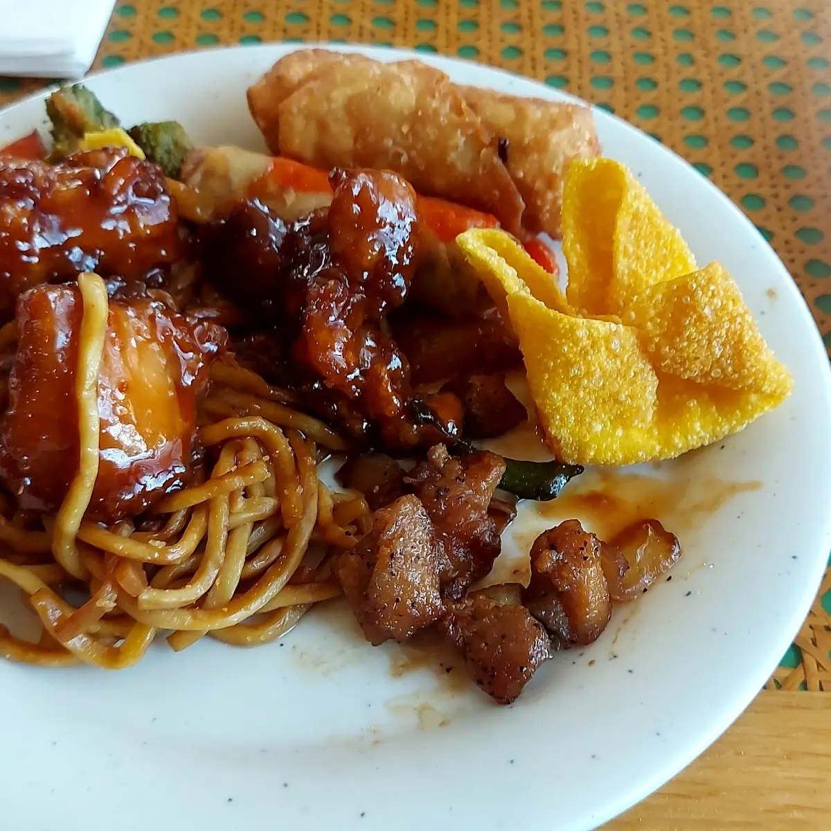 Several Items Pepper Steak Crab Rangoon Lomein Teriyaki Chicken