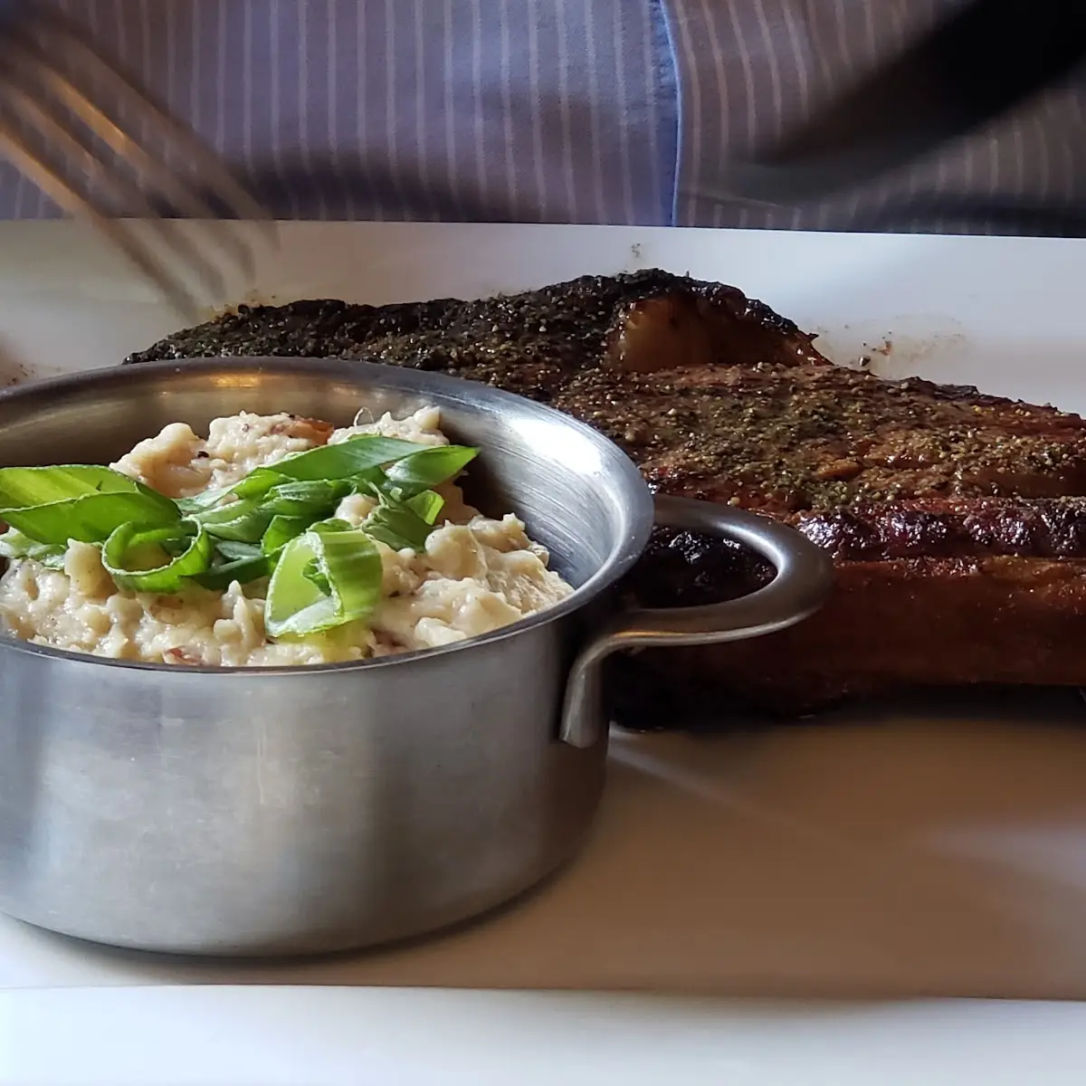 Bone in Ribeye Steak & Smashed Potatoes