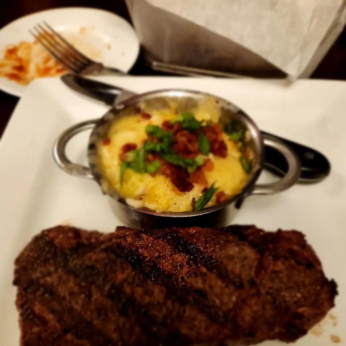 New York Strip and Loaded Mashed Potatoes