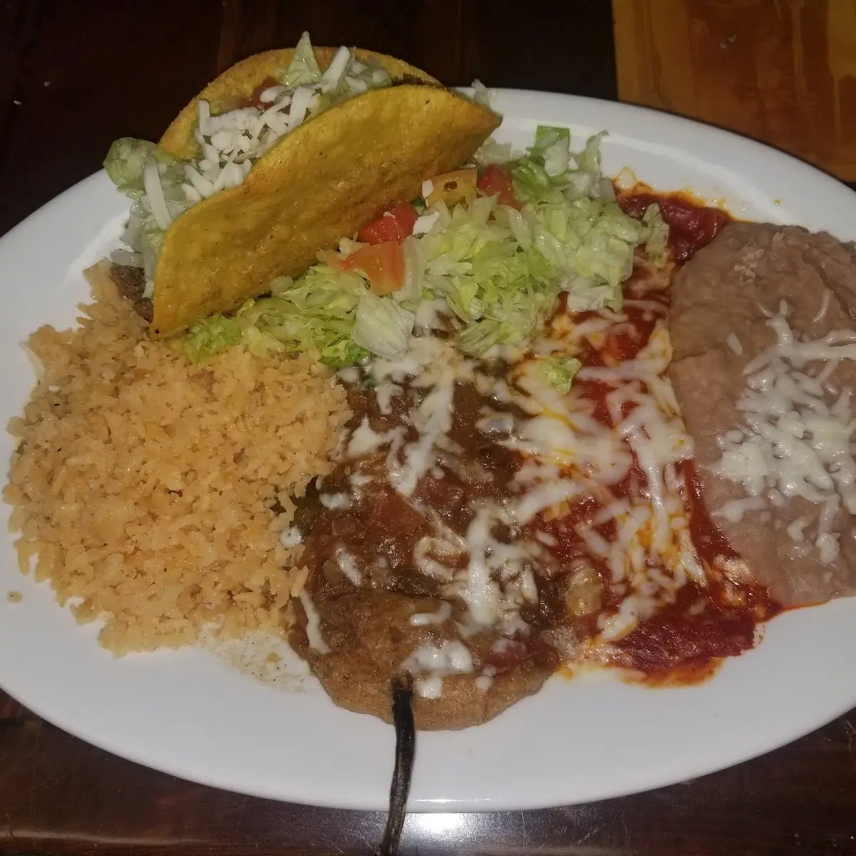 Enchilada Chile Relleno Rice & Beans
