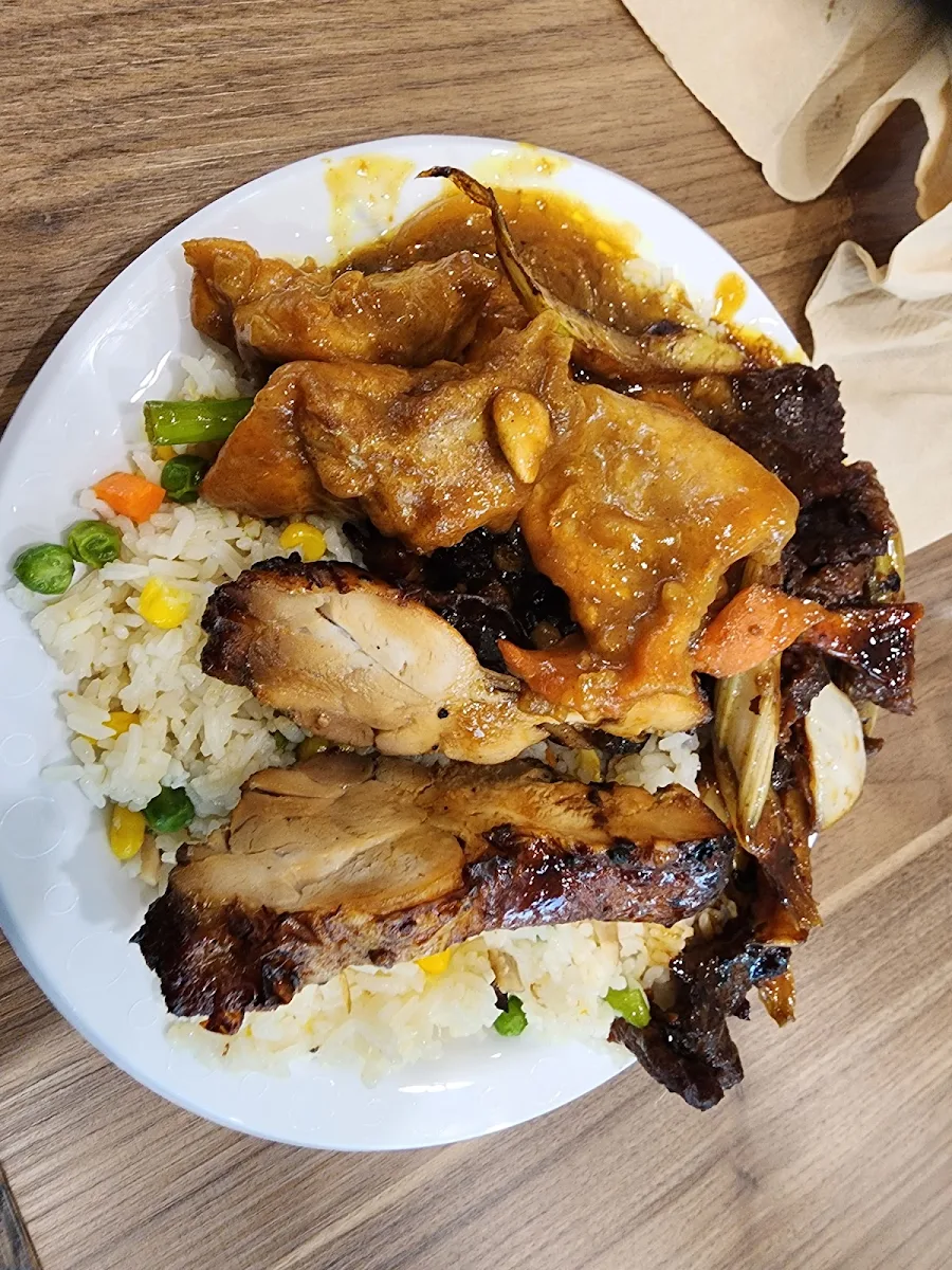 BBQ Chicken Curry Chicken Steak and Black Bean and Fried Rice, Seoul Kitchen Fountain Gate