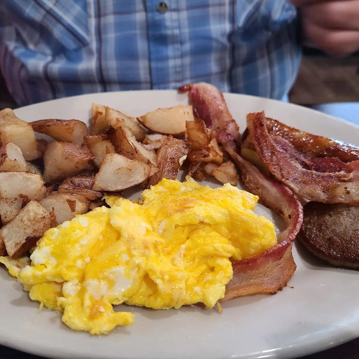 Bacon Sausage Eggs and Home Fries