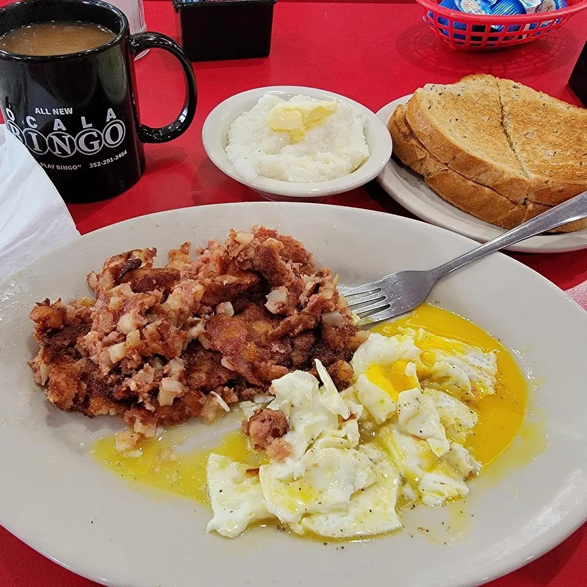 Corned Beef Hash Eggs and Toast