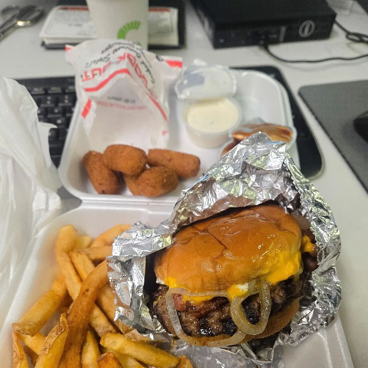 Big Double Cheeseburger Tray with Two Sides