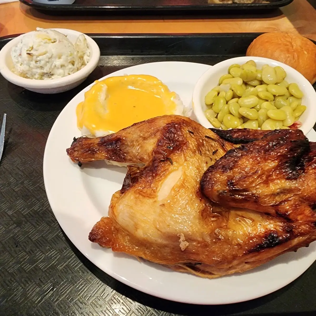 Half Roasted Chicken and Vegetable Plate
