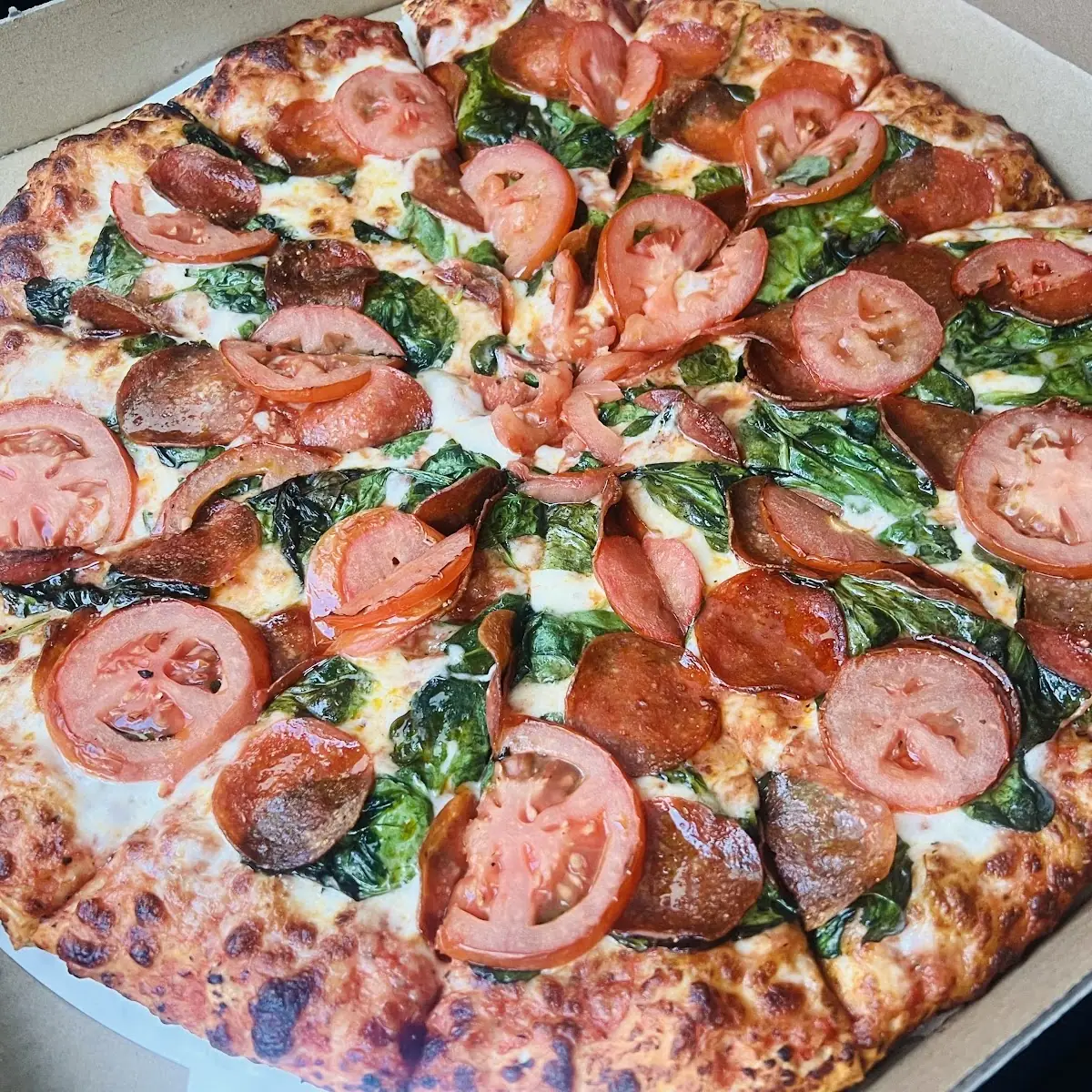 Tomatoes and Spinach Pizza