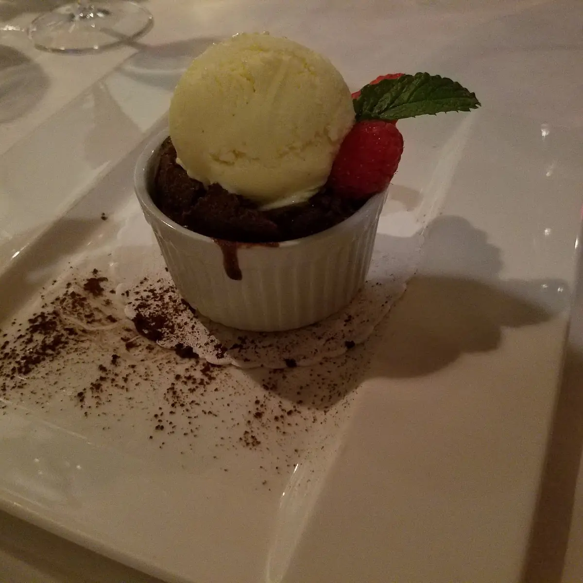 Warm Chocolate Pudding Cake Vanilla Bean Ice Cream Fresh Berries