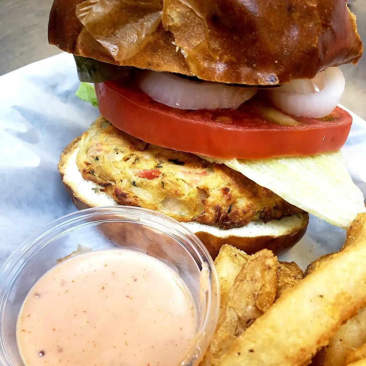 Jumbo Cheeseburger Crabcake Sandwich