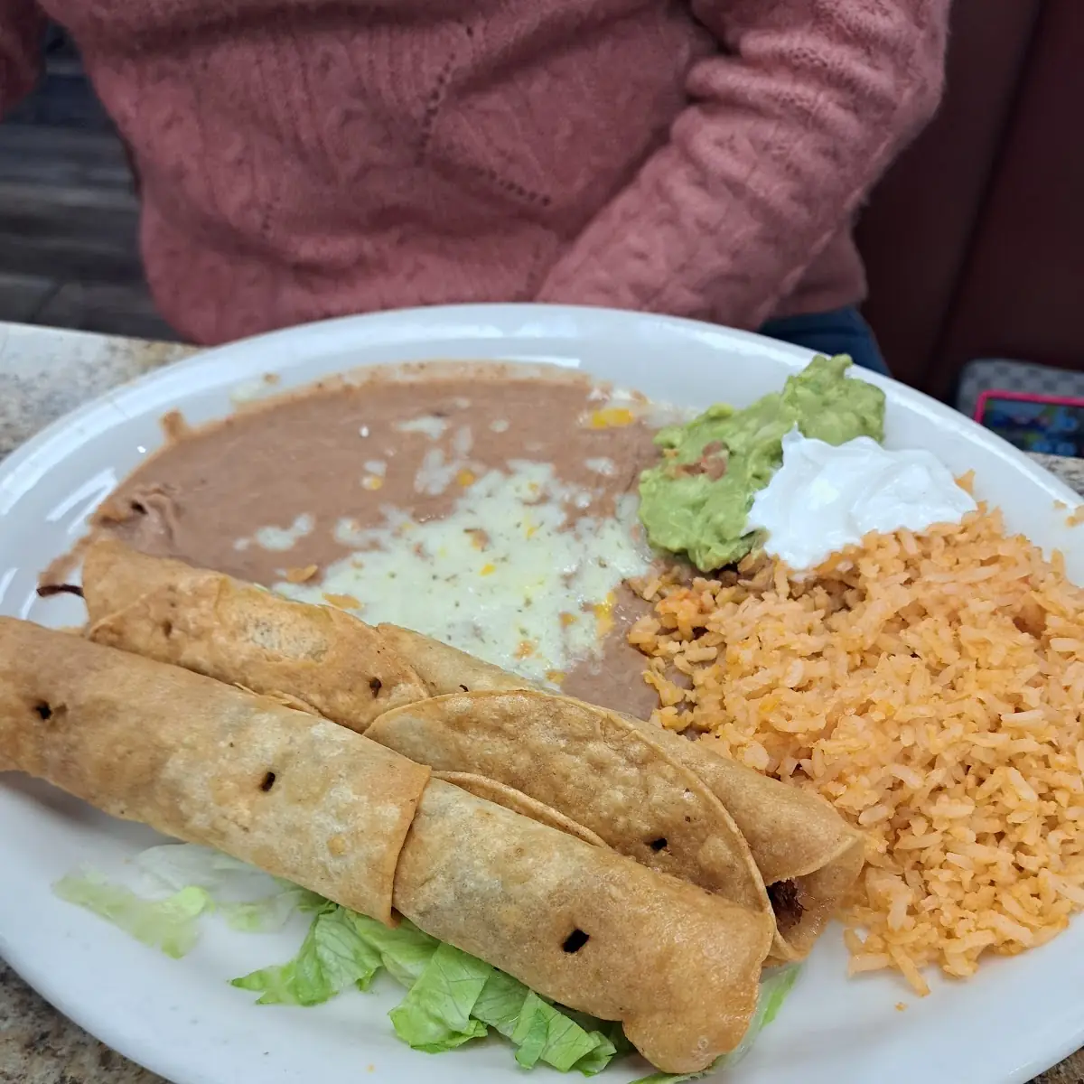 2 Item Combo Enchilada Hard Shell Taco Rice and Beans
