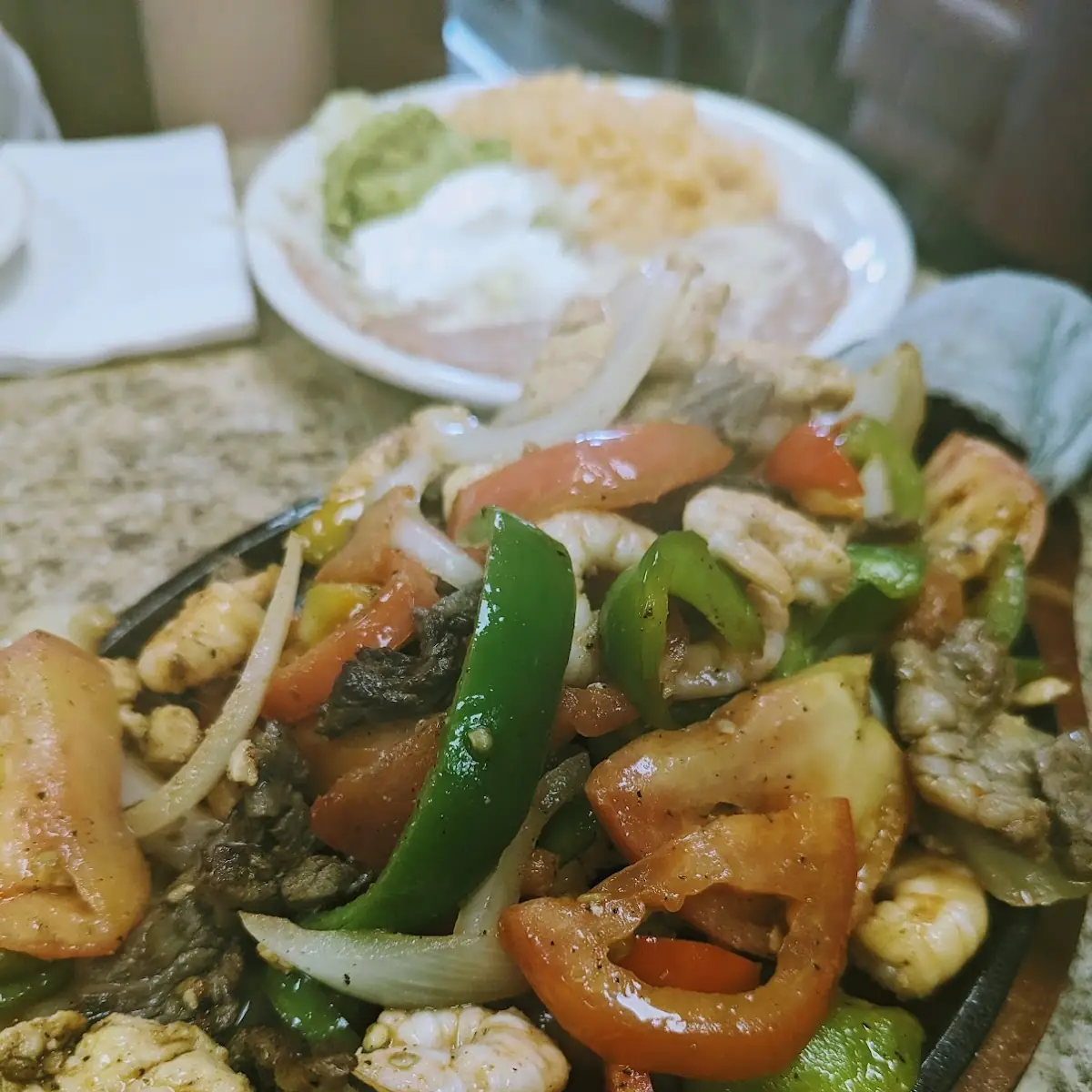 Rib Eye Steak and Camarones