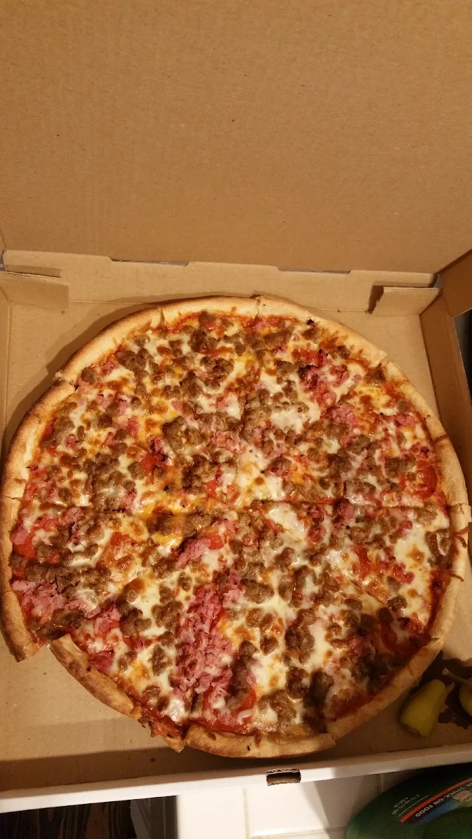 Meat Pizza with Cheddar Cheese