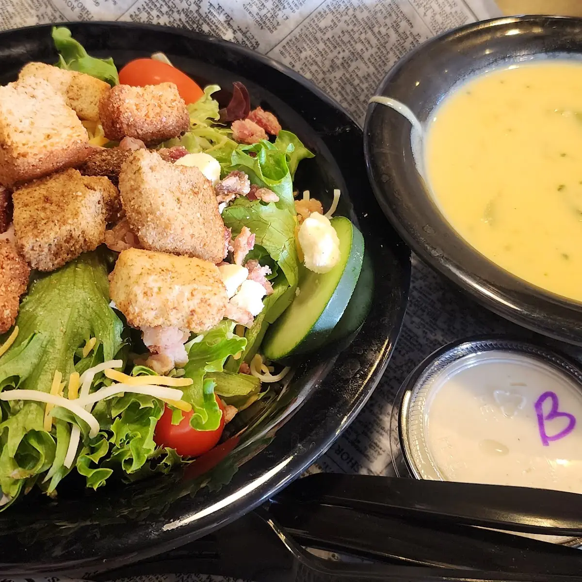 Broccoli Cheddar Soupand a Naked Salad