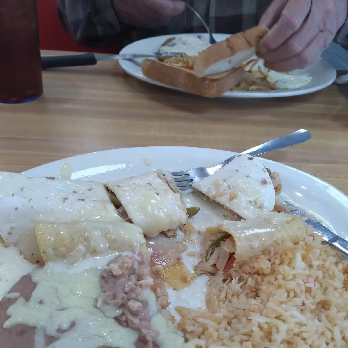 Chicken and Cheese and Refried Beans