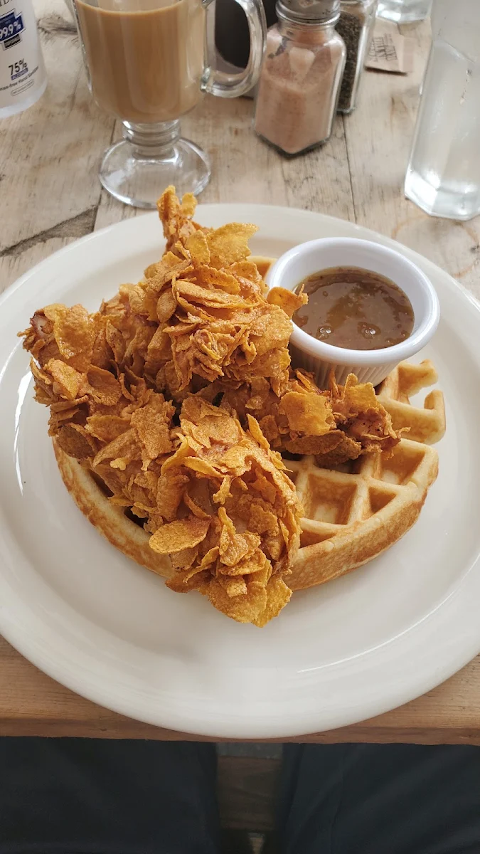 Cornflake Crusted Chicken over Belgium Waffle Brunch