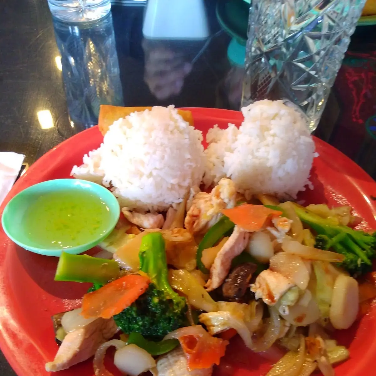 Veggies with Chicken and White Rice