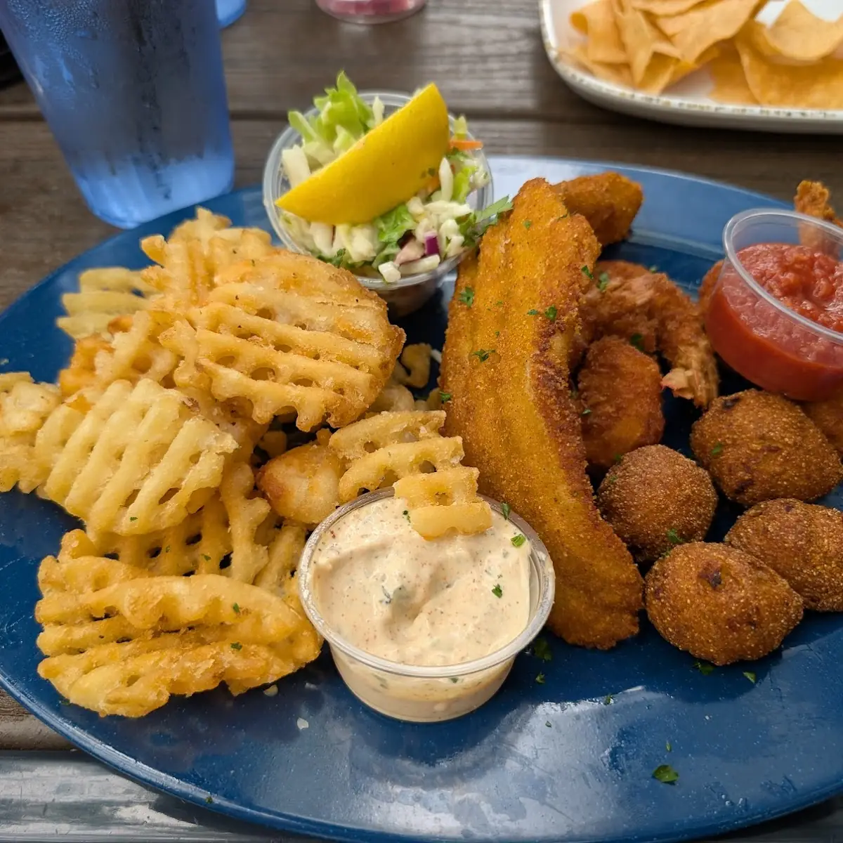 Fried Fish with Waffle Fries