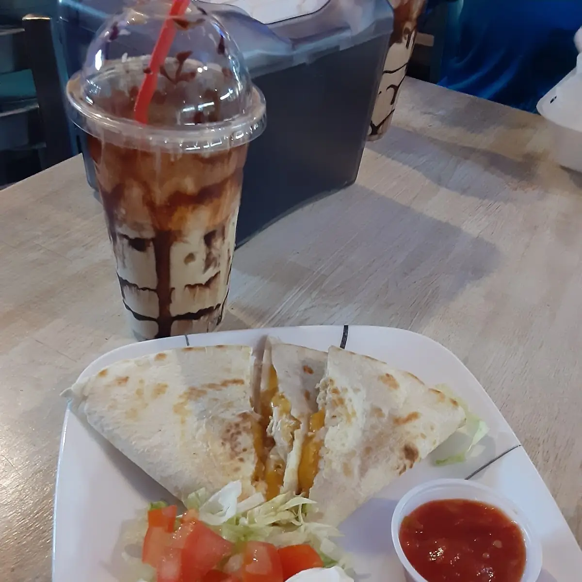 Death Shake and Chicken Cheese Quesadilla