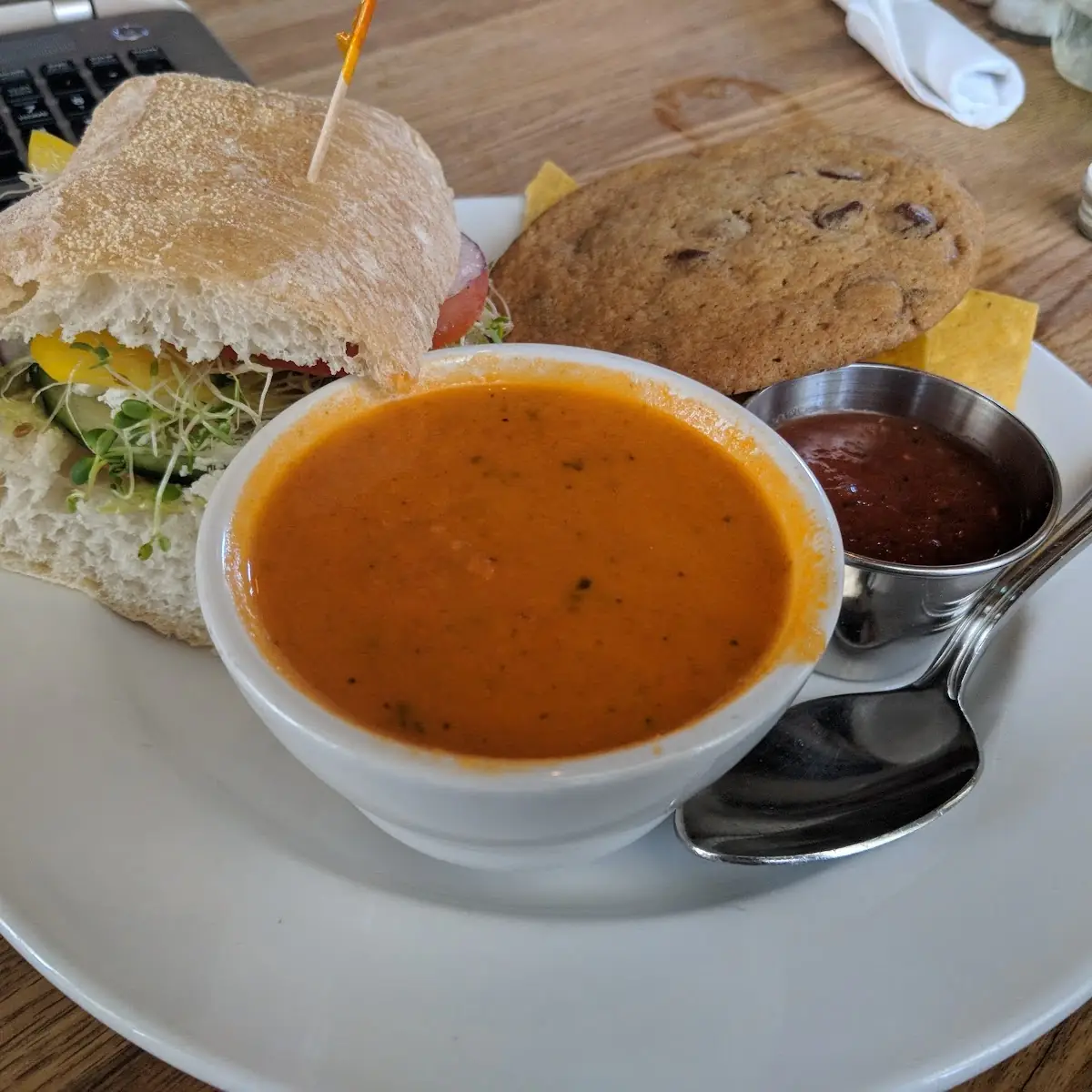 Vegetarian Sandwich with Tomato Soup