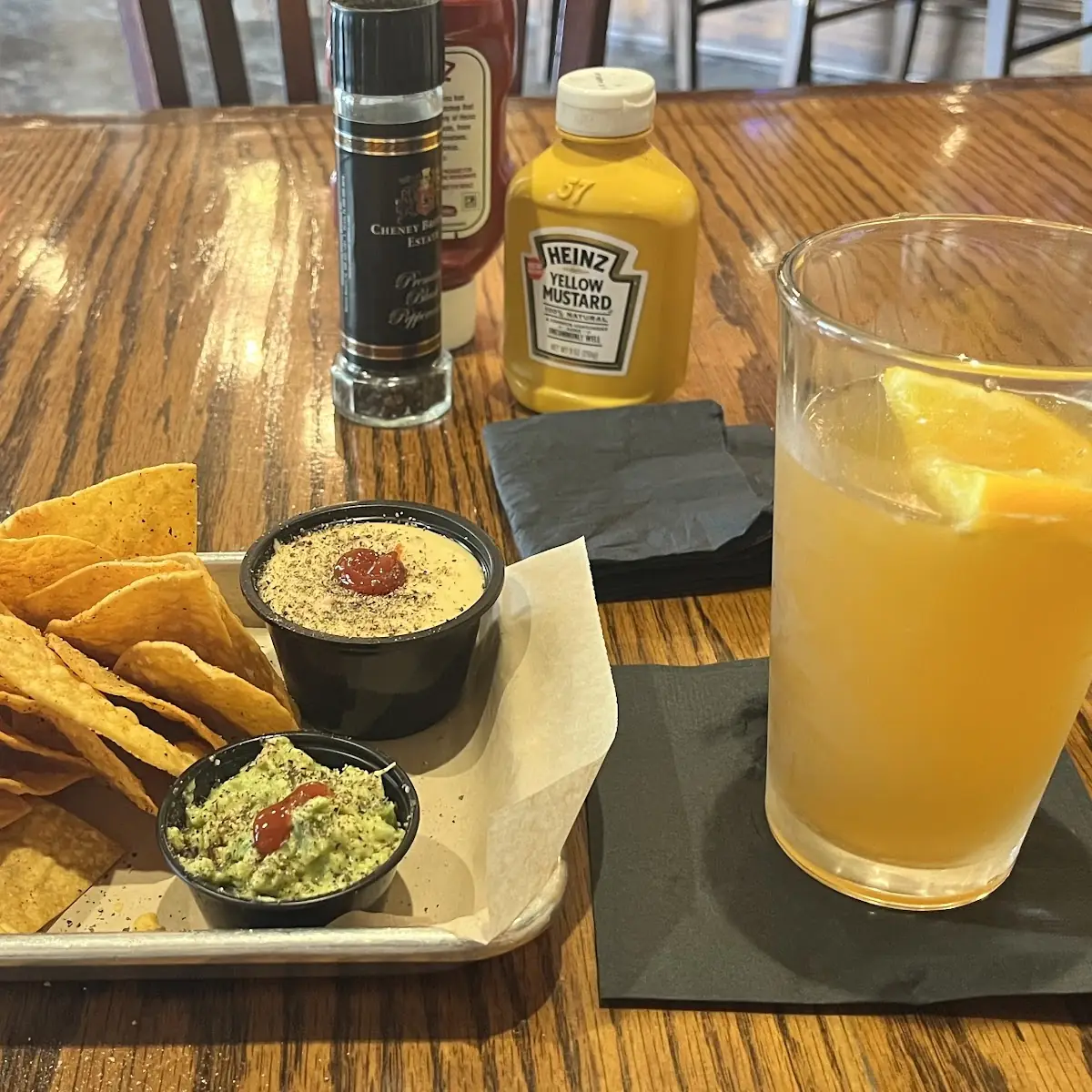 Nachos with Guacamole and Cheese Dip