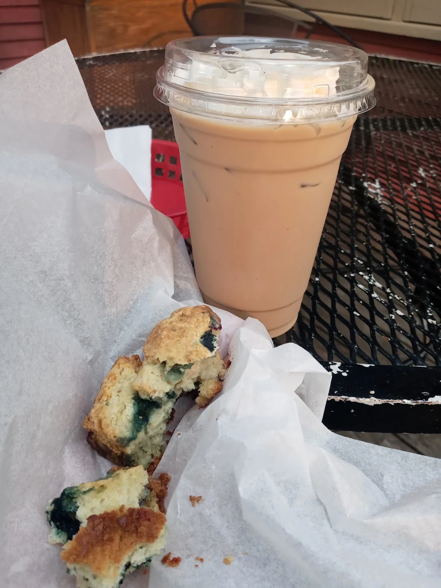 Blueberry Scone & Salted Maple Brulée Latte