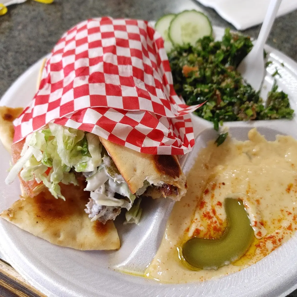 Chicken Gyro and French Fries
