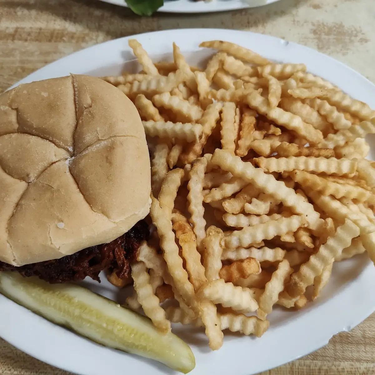 Barbecued Pulled Pork with French Fries