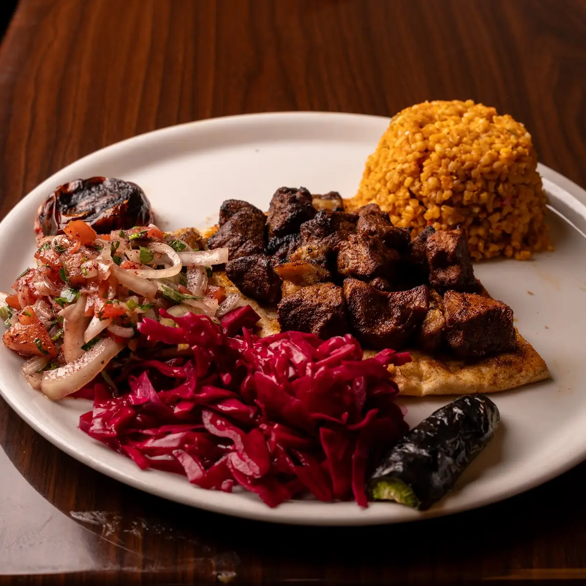 Grilled Beef Kebab with Bulgur