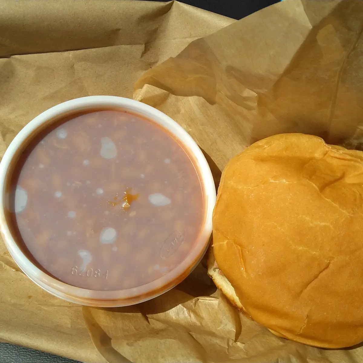 BBQ Pork Sandwich with Baked Beans