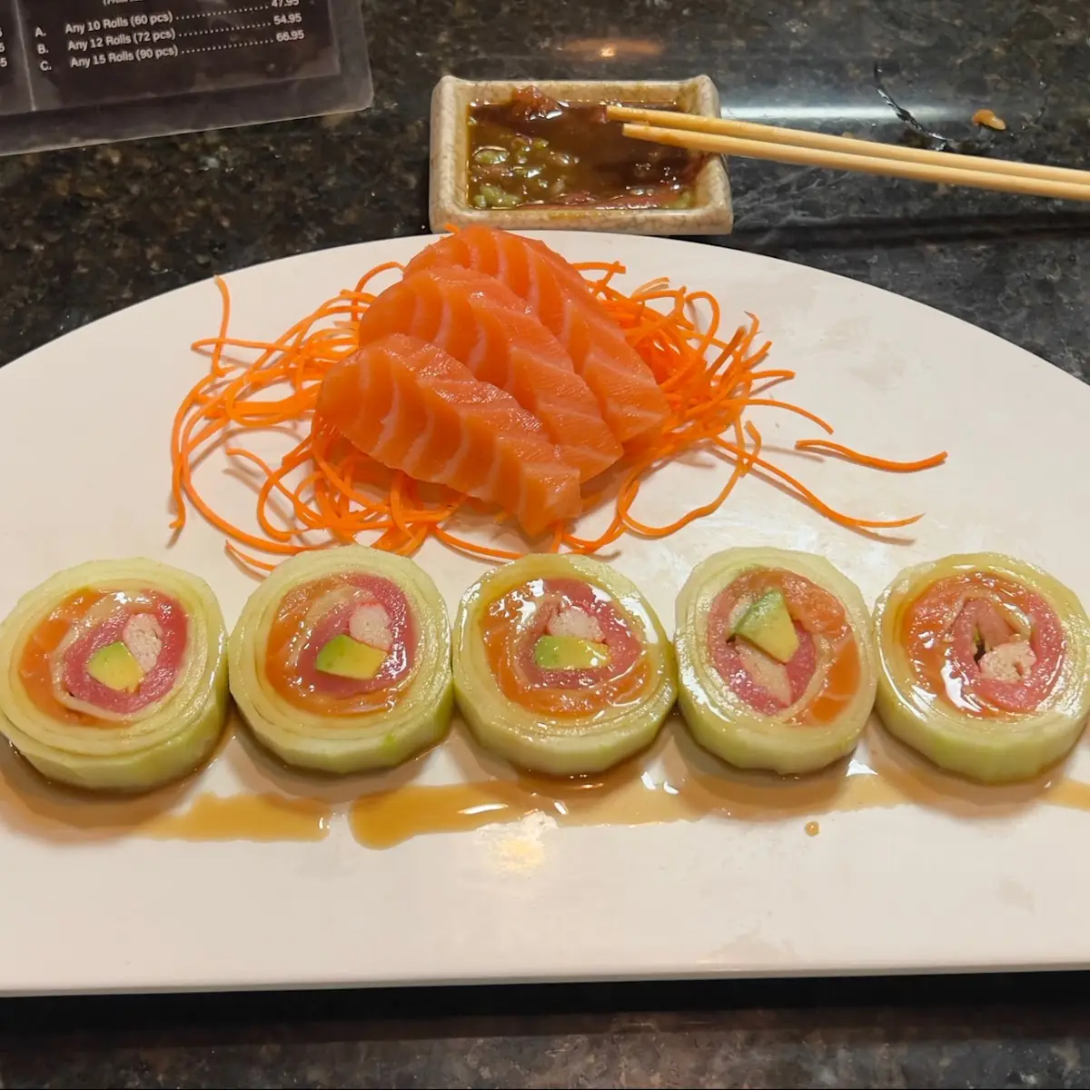 Rainbow Naruto Roll Salmon Sashimi