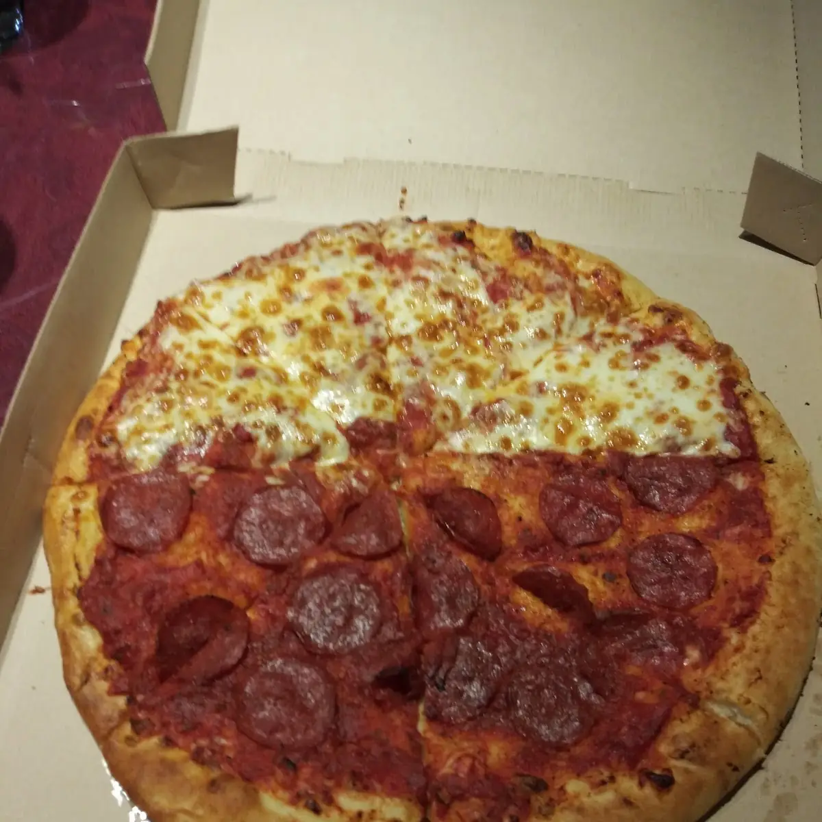 Half Cheese Half Pepperoni Pizza