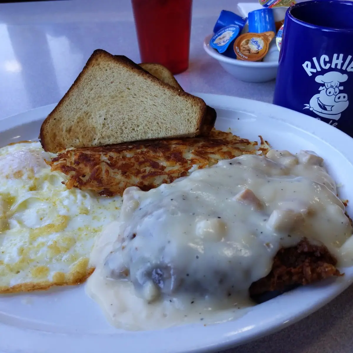 Chicken Fried Steak Eggs Hash Browns Toast